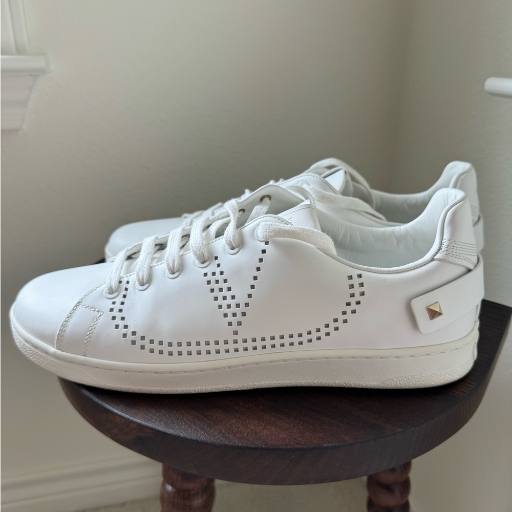 Valentino White Sneakers with perforated logo